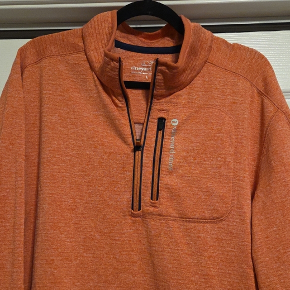 Vineyard Vines Men's Orange Zip-Up Sweater - Picture 1 of 8